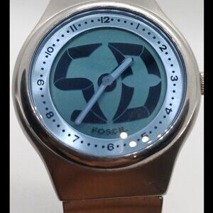 Vintage Y2K Fossil Big Tic Men's Watch Model JR-7860 Blue/Stainless Steel